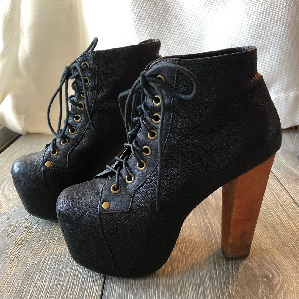 JEFFREY CAMPBELL LITA Black Platform Boots - Picture 2 of 9